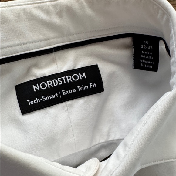 Nordstrom Tech-Smart Extra Trim Fit Shirt White 16 32/33 - Picture 2 of 3